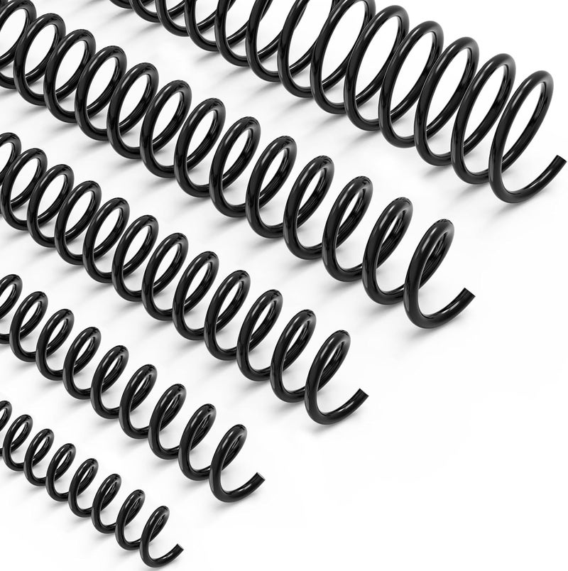 Makeasy 100 Pack Plastic Spiral Binding Coils, 1/2"(12mm), 90 Sheet Capacity, 4:1 Pitch Black Binding Spirals for Home School and Office use - Image 1